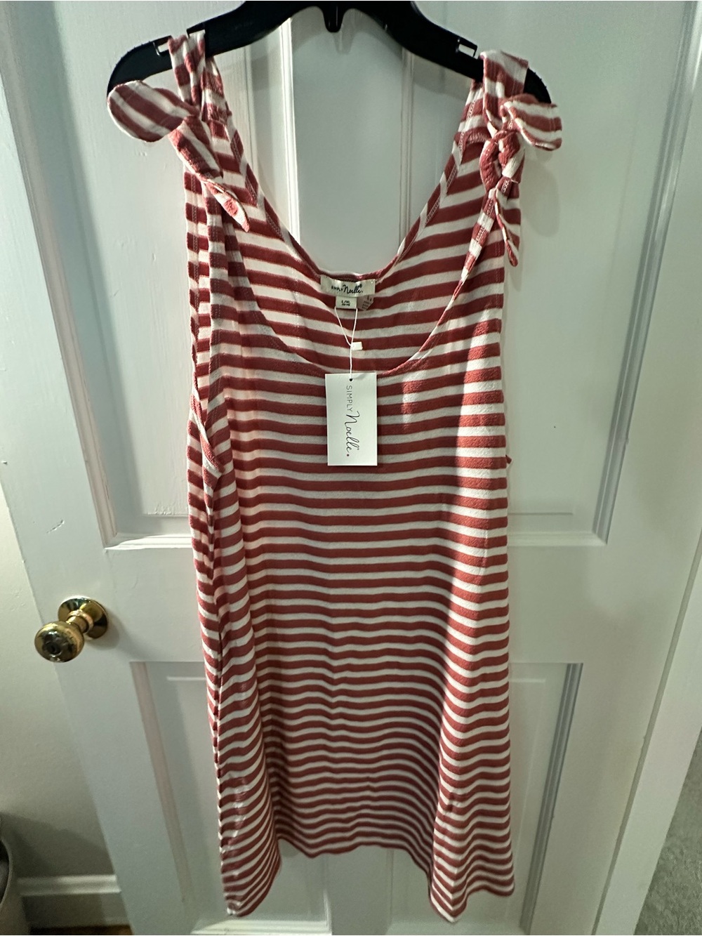 Simply Noelle Striped Tank Dress in Rust and White